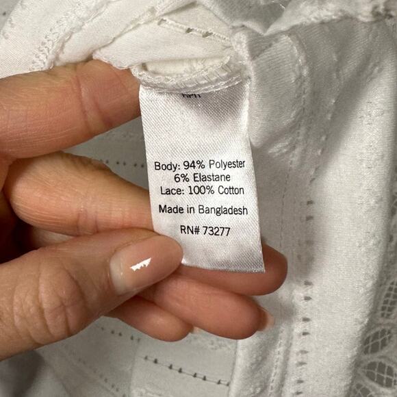 So White Cropped Eyelet Sleeveless Broderie Frill Cotton Top Women's Medium - Picture 6 of 7